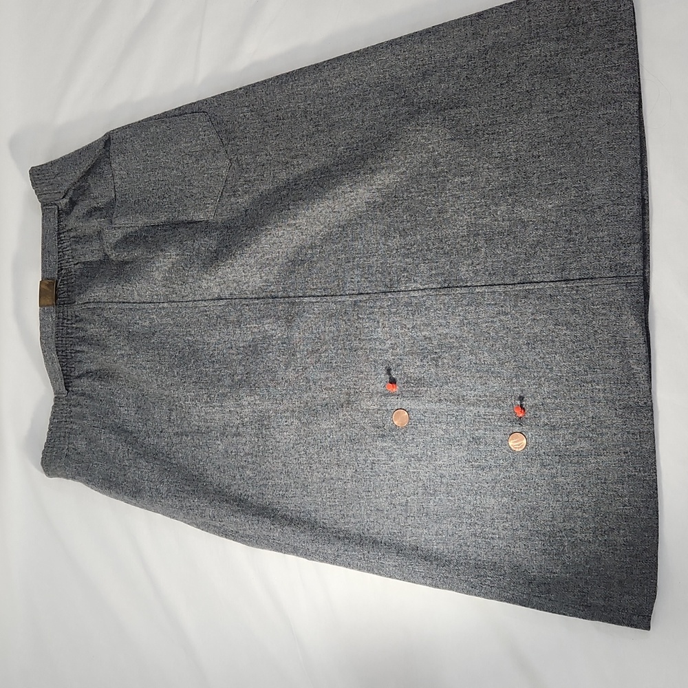 Vintage SUMMIT SPORTWEAR Minimalist Academia Wool Blend Gray Midi Skirt Size 10. - Picture 15 of 16